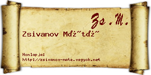 Zsivanov Máté névjegykártya